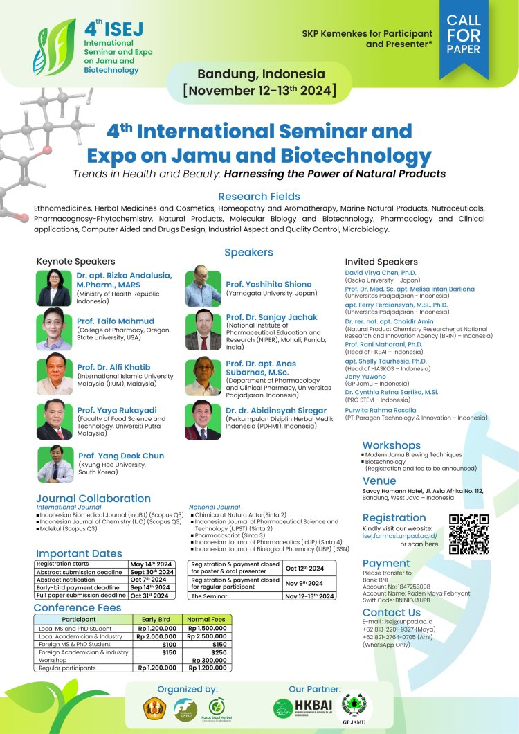 4th International Seminar and Expo on Jamu and Biotechnology